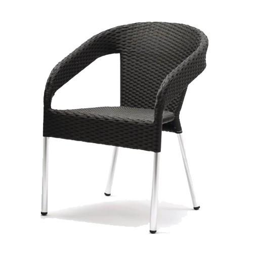 Stoel afm. 55x60cm. zwart polyrotan set á 4 stuks