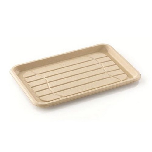 Suikerriet cateringschaal bruin afm. 46x30cm. doos à 100 stuks