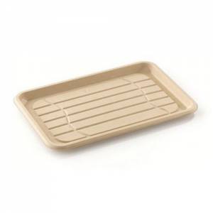 Suikerriet cateringschaal bruin afm. 46x30cm. doos à 100 stuks