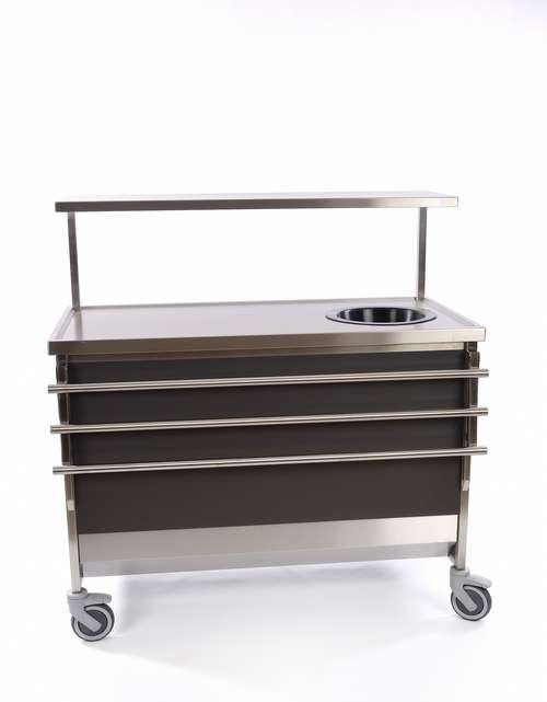 Condimentenwagen verrijdbaar rvs -kleur nader- te bepalen afm. 120x60x130cm.