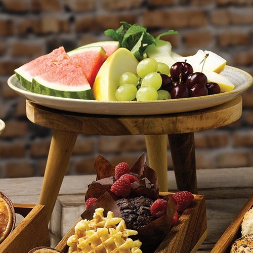 BUFFET RAISER DIAM. 24CM.X(H)14.5CM. WOOD ALCHEMY BUFFETSCAPE CHURCHILL