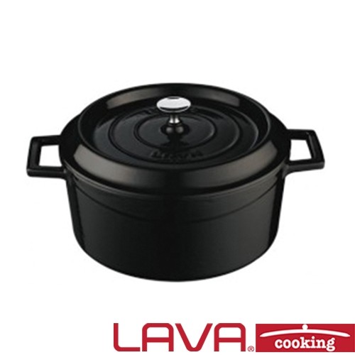 Braadpan Cast iron diam. 28cm. HG. 13,5cm. inh. 6,7 liter kleur zwart LAVA