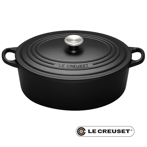 FRYING PAN OVAL W/LID DIAM. 31CM. INH. 6.3 LITER CAST IRON COLOR BLACK LE CREUSET