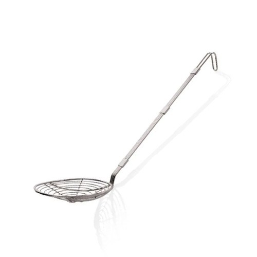 Frituurschep m/versterkte draadgreep diam. 24cm. lg. 55cm. rvs