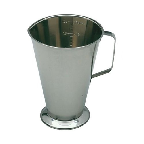 Maatbeker op voet met maatverdeling inh. 2,0ltr. diam. 16cm. HG. 18,5cm. rvs