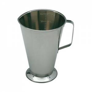 Maatbeker op voet met maatverdeling inh. 2,0ltr. diam. 16cm. HG. 18,5cm. rvs