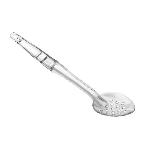 Opscheplepel geperforeerd lengte 28cm. kleur transparant polycarbonaat