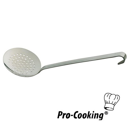 Schuimspaan Pro-Cooking rvs diam. 12cm. lengte 26cm.