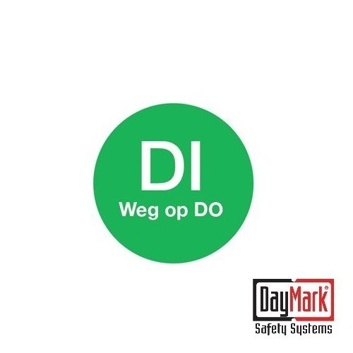 Afwasbare sticker 'zo weg op di' rol à 500 stuks - DayMark