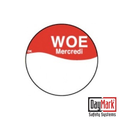 Permanente stickers 'dinsdag' met schrijfvlak rol à 1000 stuks - DayMark