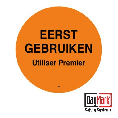 Permanente stickers 'eerst gebruiken' rol à 500 stuks - DayMark