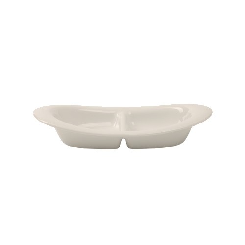 PLAT OVALE DUO 2 SECTIONS DIM. 24X14CM. COULEUR IVOIRE NOVA
