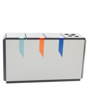 FEUERFESTE ABFALLTRENNEINHEIT RECYCLOSTAR 4 MIT/BECHEREINSATZ, ABM. 130 x 45,3 x 74,5 cm.