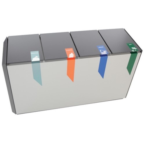 Brandveilige afvalscheidingsunit RecycloStar 4, afm. 99,7x45,3x74,5cm.