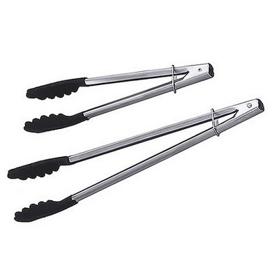 Serveertang met zwart polyamide grijpgedeelte 40cm. rvs 18/0