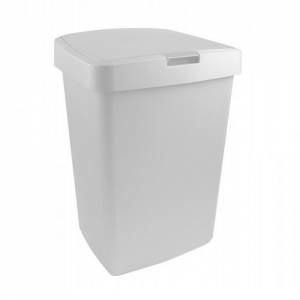 Afvalbak Delta m/plat deksel afm. 40x34cm. HG. 60cm. inh. 50ltr. kleur wit kunststof