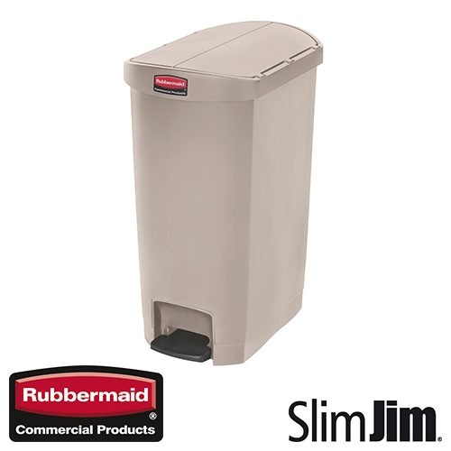 WASTE BIN BEIGE 50L. END STEP 'SLIM JIM STEP-ON' RUBBERMAID