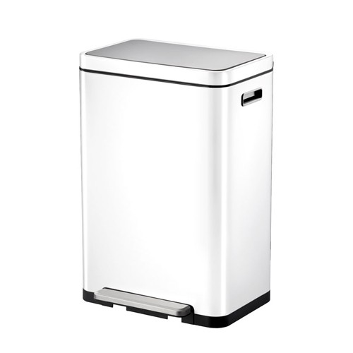 POUBELLE À PÉDALE DE RECYCLAGE X- CUBE CONT. 20+20LTR. ACIER INOXYDABLE BLANC MAT EKO