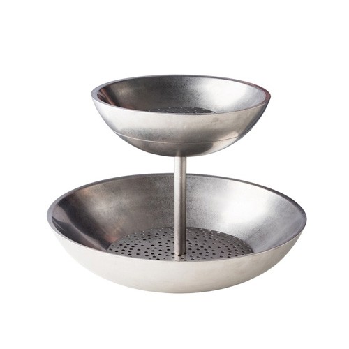 Etagere 2-delig diam. 30x33cm. Vintage rvs