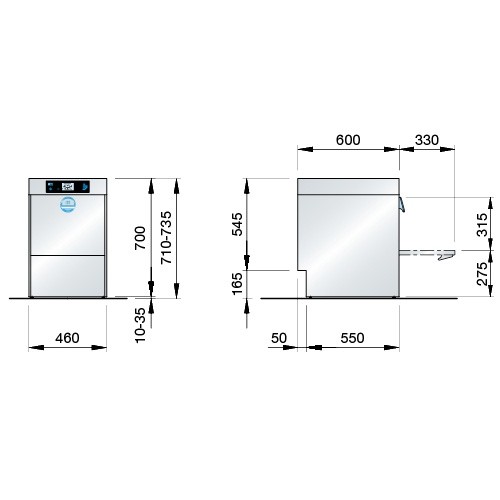 Vaatwasmachine M-iclean US  tafelmodel 46x60x70/73cm. 400v/6,8kw Meiko