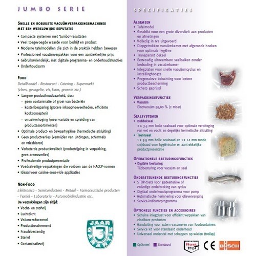 Vacuumverpakkingsmachine Mini Jumbo rvs/tafelmodel, afm. 45x33x29,5cm. vermogen 230v-1-50hz/3000w