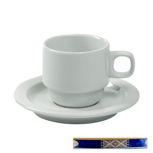 KAFFEEBECHER HOLLAND INH. 16CL. FARBE WEISS MIT DEKOR EGYPTO BLUE NOVA