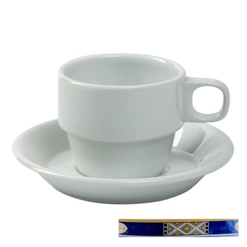 KAFFEEBECHER EUROPA S/OHR INHALT. 18CL. FARBE WEISS MIT DEKOR EGYPTO BLUE NOVA