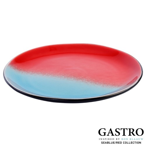 PLATTE FLACH RUND DURCHM. 13CM. SEABLUE-RED – GASTRO VON RON BLAAUW