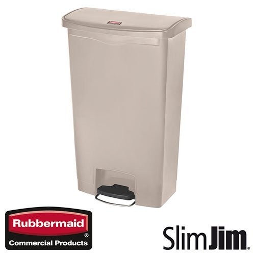 Afvalbak Beige 68l. front step 'Slim Jim Step-On' Rubbermaid