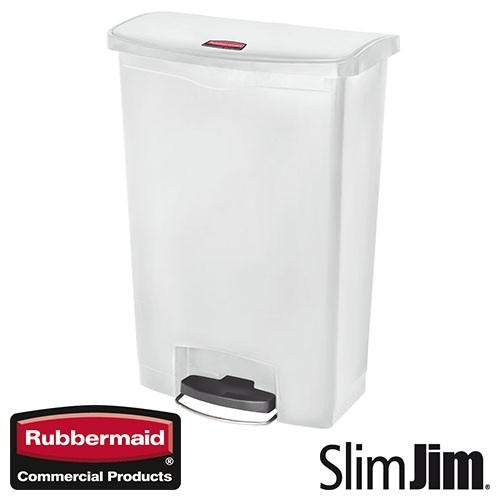 Afvalbak wit 15l. front step 'Slim Jim Step-On' Rubbermaid