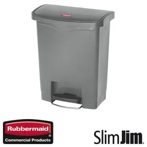 WASTE BIN GRAY 30L. FRONT STEP 'SLIM JIM STEP-ON' RUBBERMAID