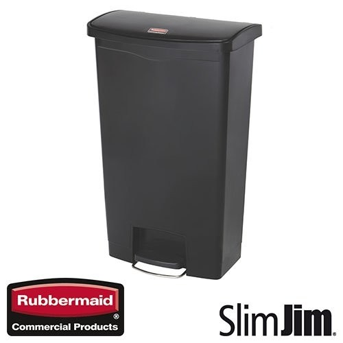 Afvalbak zwart 90l. front step 'Slim Jim Step-On' Rubbermaid