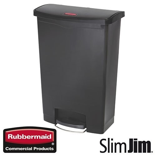 Afvalbak zwart 90l. front step 'Slim Jim Step-On' Rubbermaid