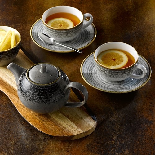 TEA CUP / CAPPUCCINO CUP HOMESPUN COLOR STONE GRAY CONTENT. 22.7CL. H. 5.5 CM. CHURCHILL