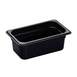 GASTRONOR TRAY POLYCARBONATE BLACK WITHOUT LID GN 1/4-100MM. DEEP