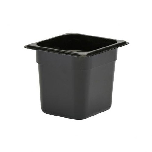 Gastronormbak polycarbonaat zwart zonder deksel gn 1/6-150mm. diep