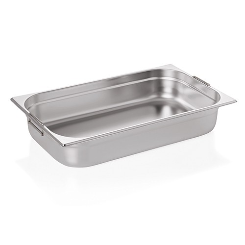 Gastronormbak 1/1gn 100mm. diep m/verzinkbare grepen rvs
