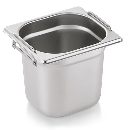 Gastronormbak 1/6gn 150mm. diep m/verzinkbare grepen rvs