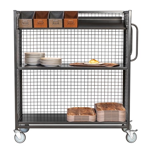 Stellingwagen Multi-Mobi afm. 133x55x145cm. roestvrijstaal gun metal coating