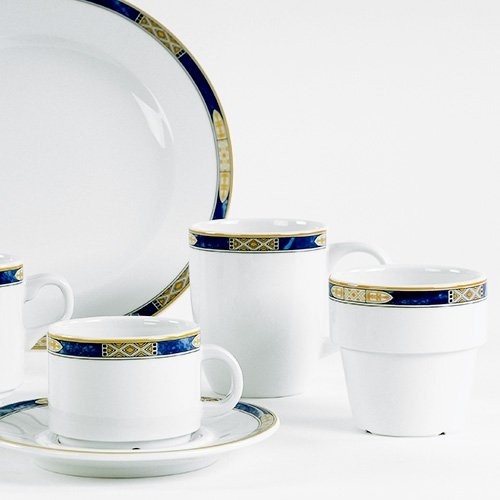 ASSIETTE PROFONDE COEAN DIAM. 23CM. BLANC AVEC DÉCOR EGYPTO BLUE NOVA