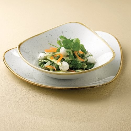 SCHÜSSEL DREIECKIGE FARBE GERSTE WEISS GRÖSSE. 23,5 cm. CHURCHILL STONECAST