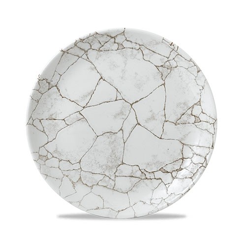 COUPE PLATE DIAM. 21.7CM. CHURCHILL STUDIO PRINTS KINTSUGI AGATE GRAY