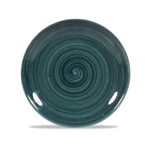COUPE PLATE DIAM. 16.5CM. CHURCHILL STONECAST PATINA RUSTIC TEAL