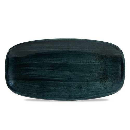 Chefs oblong bord afm. 29.8x15.3cm. Churchill Stonecast Patina Rustic Teal