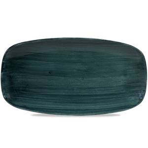 Chefs oblong bord afm. 35.5x18.9cm. Churchill Stonecast Patina Rustic Teal