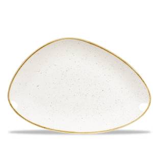 ASSIETTE DU CHEF TRIANGULAIRE DIM. 30.5x20.5CM. CHURCHILL STONECAST ORGE BLANC