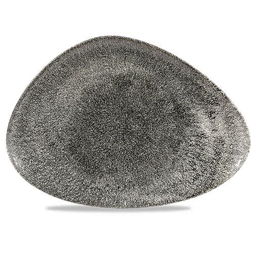 CHEFS PLATE TRIANGULAR 35.6x25CM. CHURCHILL RAKU QUARTZ BLACK