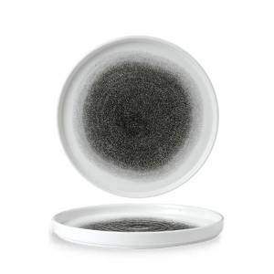 PLATE DIAM. 26CM. CHURCHILL RAKU QUARTZ BLACK