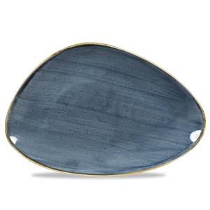 ASSIETTE DU CHEF TRIANGULAIRE DIM. 30.5x20.5CM. CHURCHILL STONECAST BLEUET