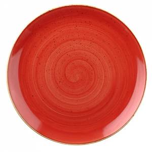 COUPE PLANCHE COULEUR ROUGE BAIE DIAM. 16,5 cm. PIERRE DE CHURCHILL
